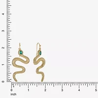 Bijoux Bar Gold Tone Snake Womens Green Glass Drop Earrings