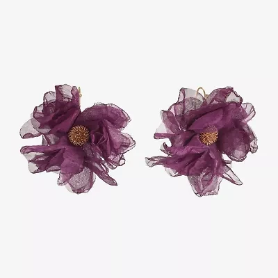 Bijoux Bar Gold Tone Womens Flower Drop Earrings