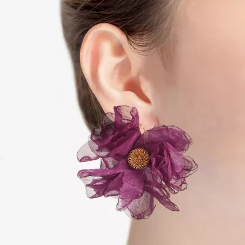 Bijoux Bar Gold Tone Womens Flower Drop Earrings