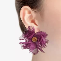 Bijoux Bar Gold Tone Womens Flower Drop Earrings