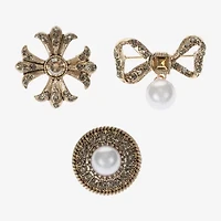 Bijoux Bar Gold Tone Glass Brooch