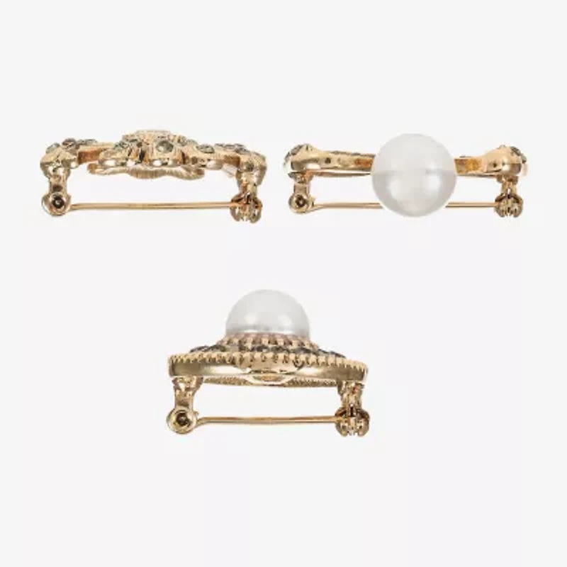 Bijoux Bar Gold Tone Glass Brooch