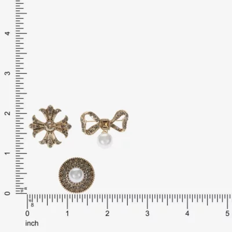 Bijoux Bar Gold Tone Glass Brooch