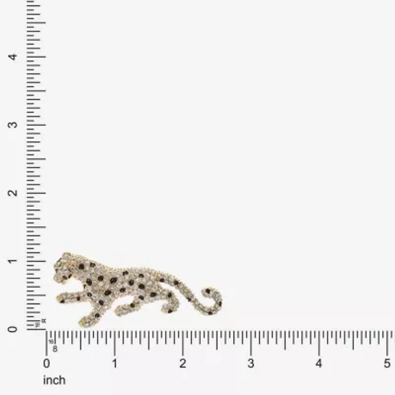 Bijoux Bar Gold Tone Cheetah Black Glass Brooch