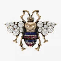 Bijoux Bar Gold Tone Bee Multi Color Glass Brooch