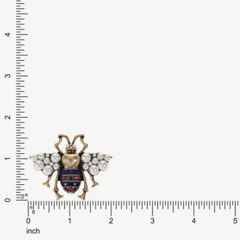 Bijoux Bar Gold Tone Bee Multi Color Glass Brooch