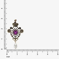 Bijoux Bar Gold Tone Purple Glass Brooch
