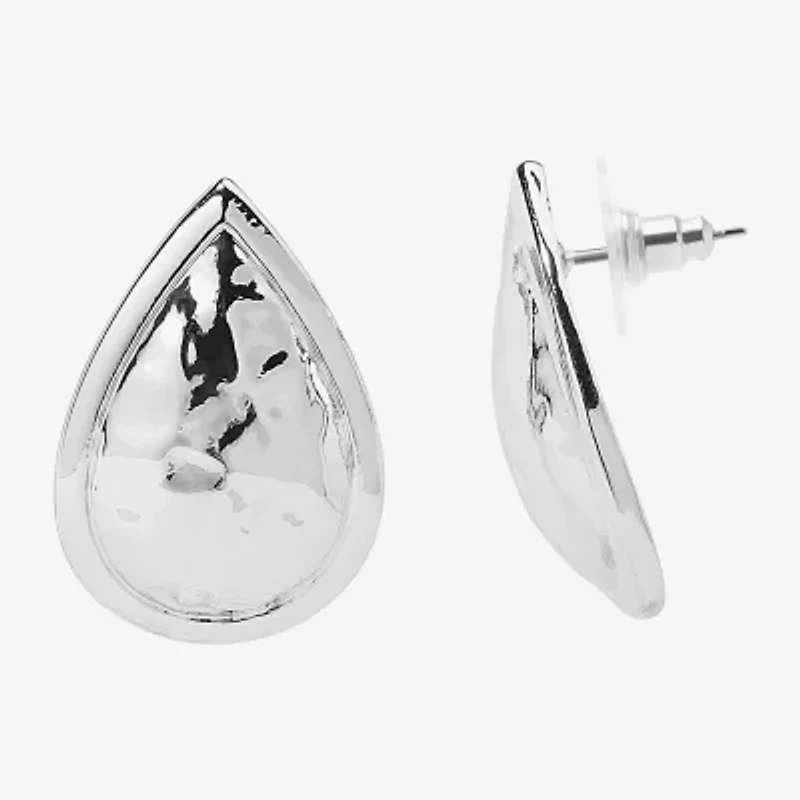 Bold Elements Silver Tone 1 1/4 Inch Stud Earrings