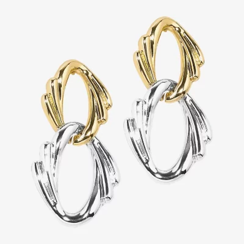 Bold Elements Two Tone Womens Drop Earrings