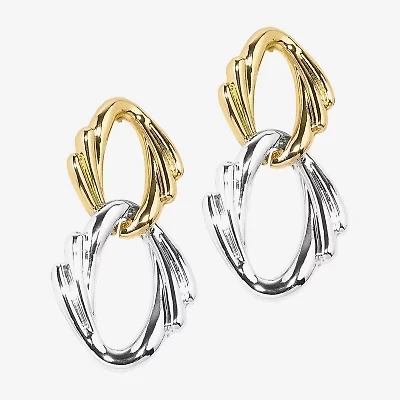 Bold Elements Two Tone Womens Drop Earrings