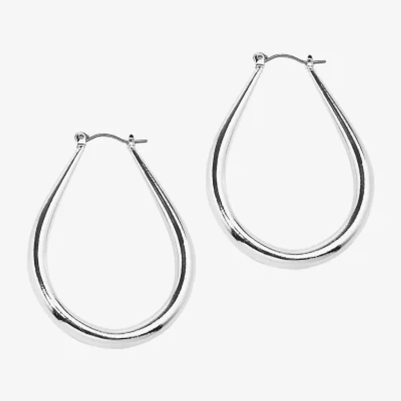 Bold Elements Silver Tone Womens 2 1/4 Inch Hoop Earrings