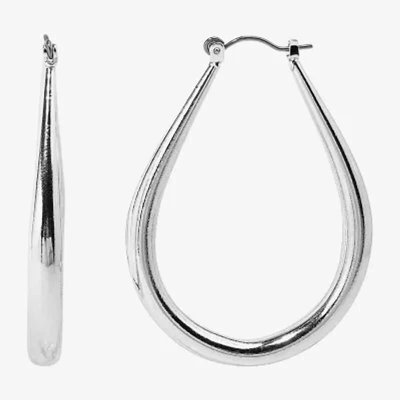 Bold Elements Silver Tone Womens 2 1/4 Inch Hoop Earrings