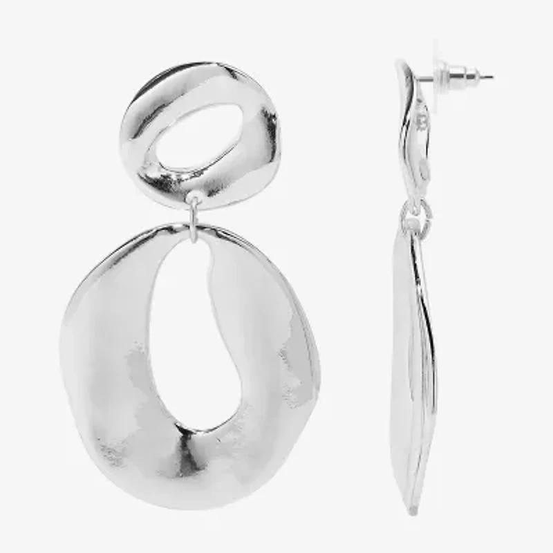 Bold Elements Silver Tone Womens Drop Earrings