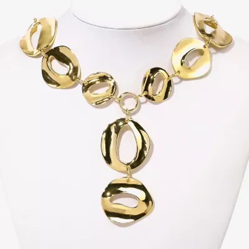 Bold Elements Gold Tone Womens 18 Inch Statement Necklace