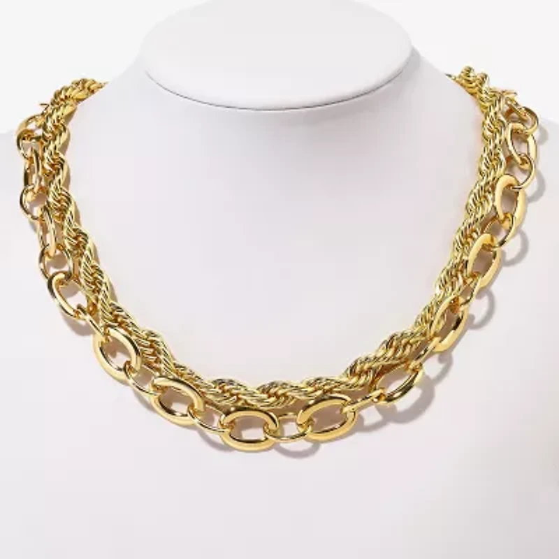 Bold Elements Gold Tone Womens 24 Inch Link Chain Necklace