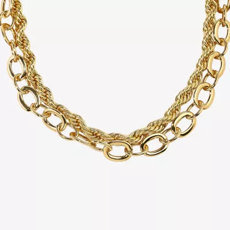 Bold Elements Gold Tone Womens 24 Inch Link Chain Necklace