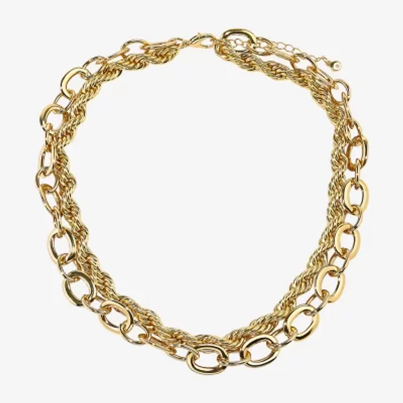 Bold Elements Gold Tone Womens Inch Link Chain Necklace