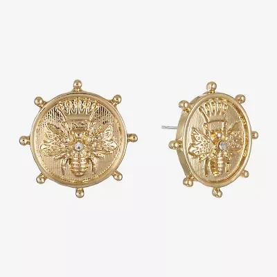 Liz Claiborne Gold Tone Nautical Bee 22mm Stud Earrings