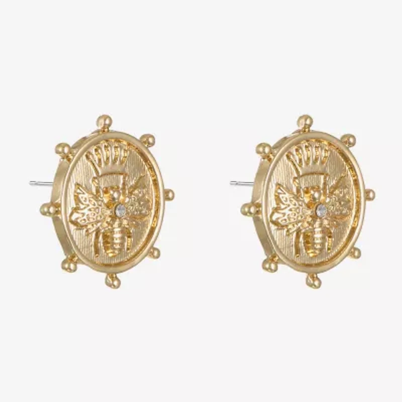 Liz Claiborne Gold Tone Nautical Bee 22mm Stud Earrings