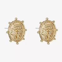 Liz Claiborne Gold Tone Nautical Bee 22mm Stud Earrings