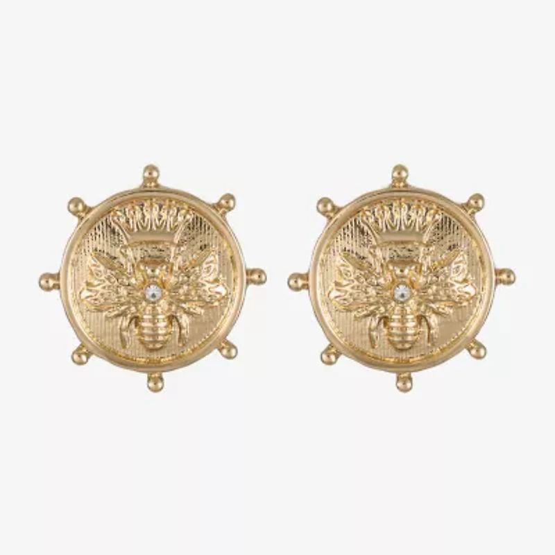 Liz Claiborne Gold Tone Nautical Bee 22mm Stud Earrings