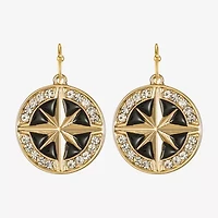 Liz Claiborne Gold Tone Nautical Compass Womens Glass Drop Earrings
