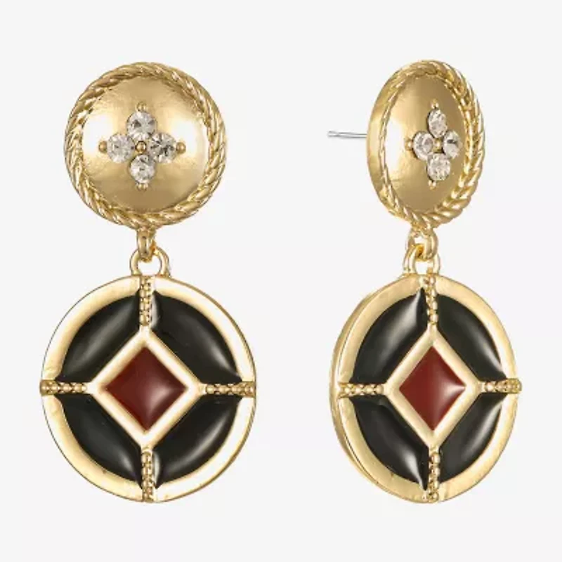 Liz Claiborne Gold Tone Nautical Womens Glass Hypoallergenic Drop Earrings