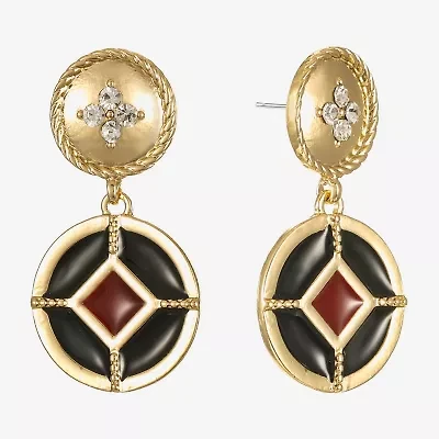Liz Claiborne Gold Tone Nautical Womens Glass Hypoallergenic Drop Earrings