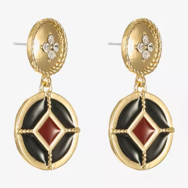 Liz Claiborne Gold Tone Nautical Womens Glass Hypoallergenic Drop Earrings