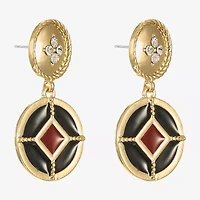 Liz Claiborne Gold Tone Nautical Womens Glass Hypoallergenic Drop Earrings
