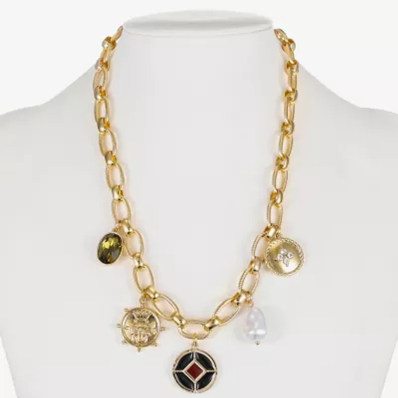 Liz Claiborne Gold Tone Nautical Charm Womens 17 Inch Collar Necklace