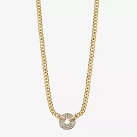 Monet Jewelry Gold Tone Pave Womens Glass 17 Inch Pendant Necklace