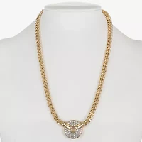 Monet Jewelry Gold Tone Pave Womens Glass 17 Inch Pendant Necklace