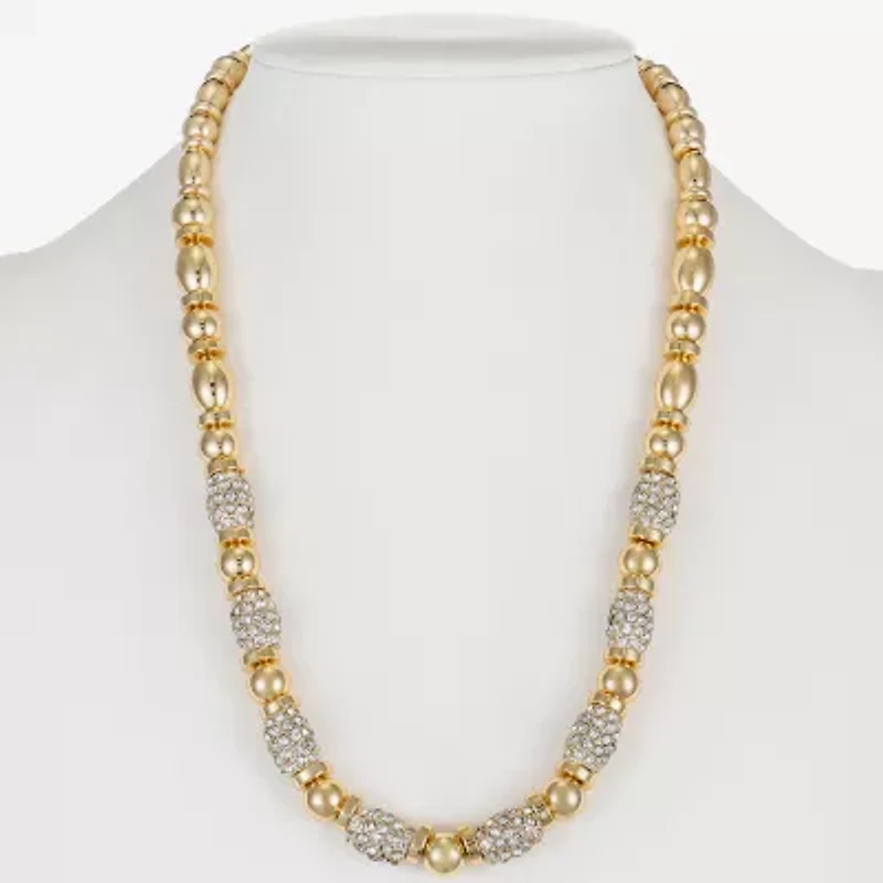 Monet Jewelry Gold Tone Pave Bead Womens 17 Inch Collar Necklace