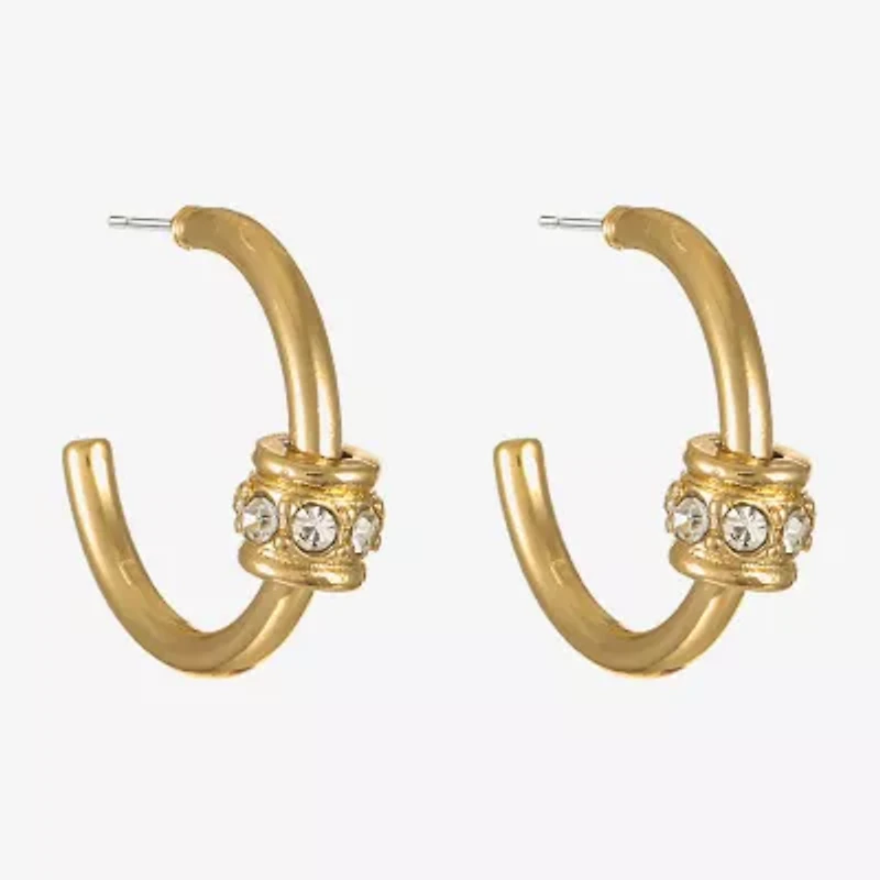 Monet Jewelry Gold Tone Womens Glass 18mm Hypoallergenic Hoop Earrings
