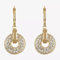 Monet Jewelry Gold Tone Pave Disc Womens Glass Circle Drop Earrings