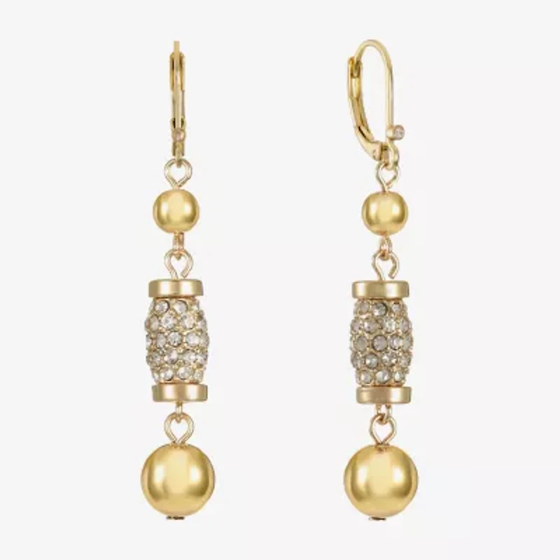 Monet Jewelry Gold Tone Pave Bead Womens Glass Drop Earrings