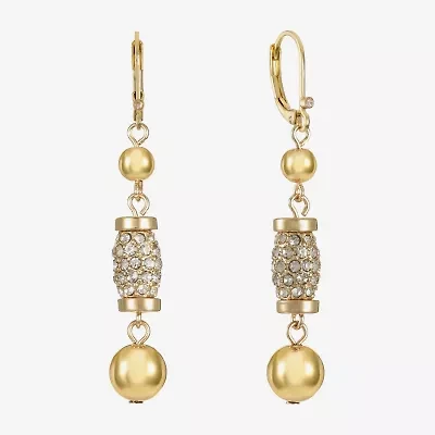 Monet Jewelry Gold Tone Pave Bead Womens Glass Drop Earrings