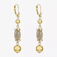Monet Jewelry Gold Tone Pave Bead Womens Glass Drop Earrings