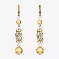 Monet Jewelry Gold Tone Pave Bead Womens Glass Drop Earrings