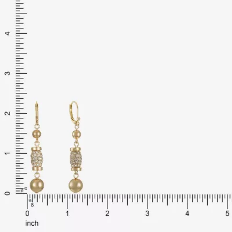 Monet Jewelry Gold Tone Pave Bead Womens Glass Drop Earrings