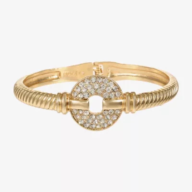 Monet Jewelry Gold Tone Pave Disc Womens Glass Bangle Bracelet