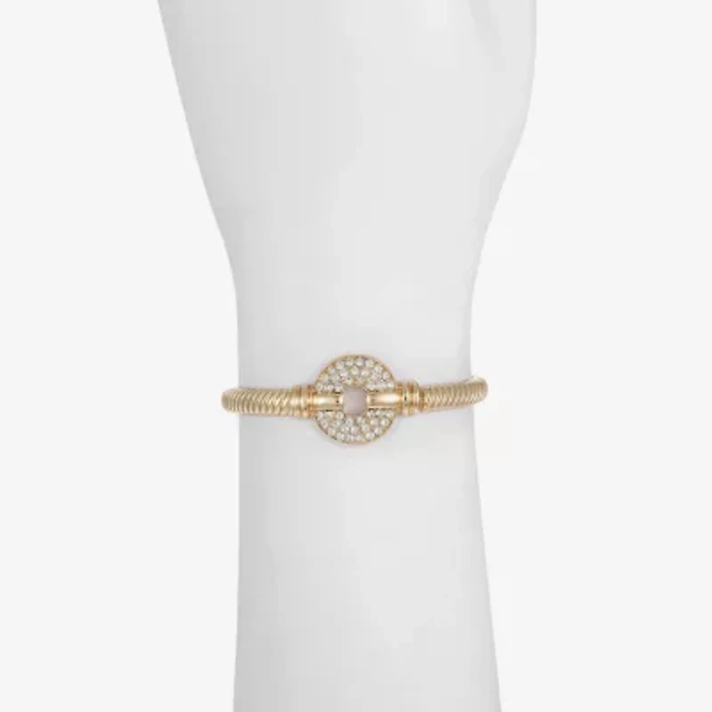 Monet Jewelry Gold Tone Pave Disc Womens Glass Bangle Bracelet