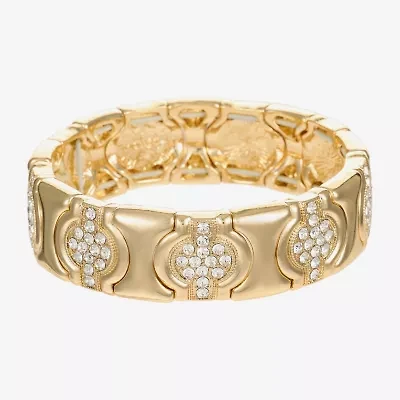 Monet Jewelry Gold Tone Pave Womens Glass Stretch Bracelet
