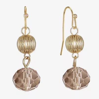Liz Claiborne Gold Tone Womens Round Drop Earrings