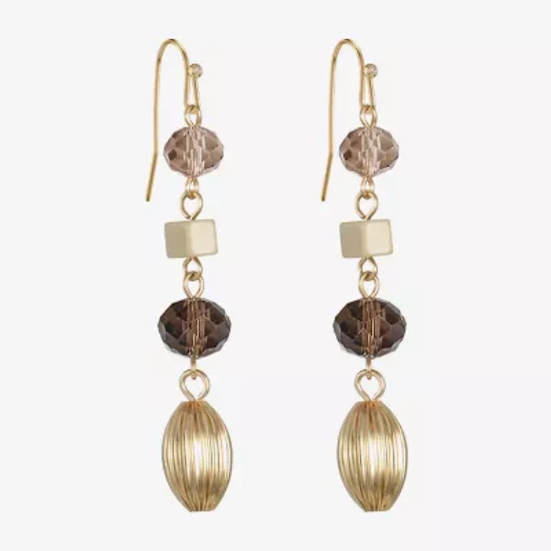 Liz Claiborne Gold Tone Womens Round Drop Earrings