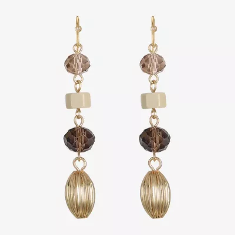 Liz Claiborne Gold Tone Womens Round Drop Earrings