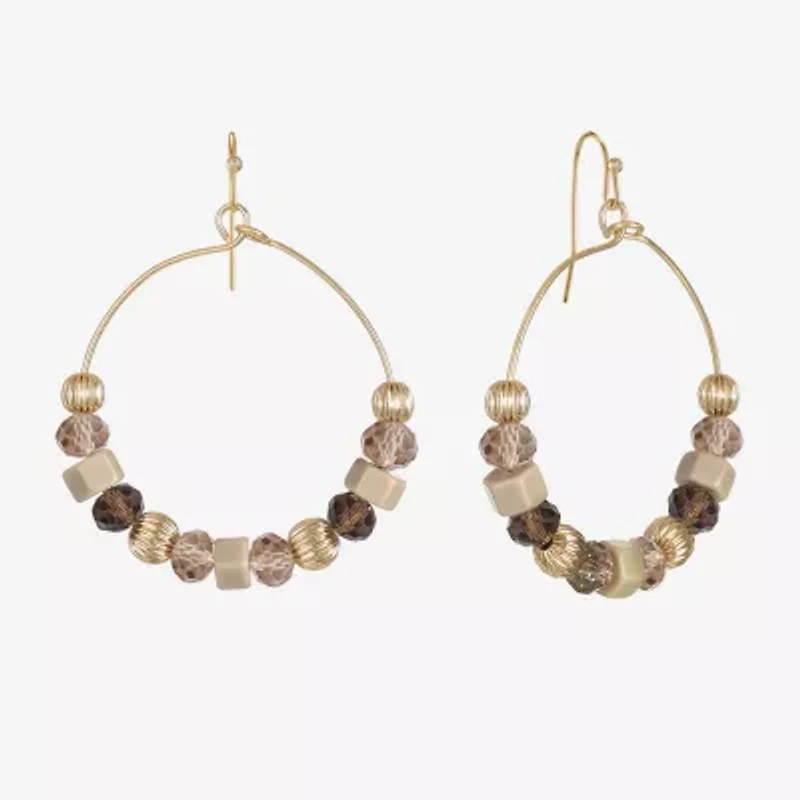 Liz Claiborne Gold Tone Womens Round Drop Earrings