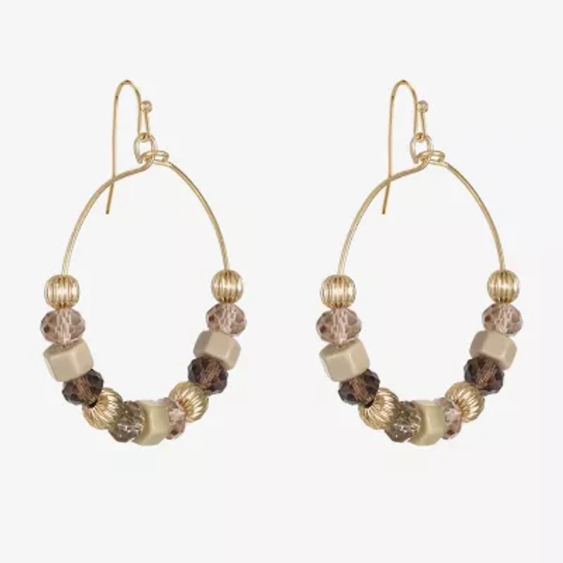 Liz Claiborne Gold Tone Womens Round Drop Earrings