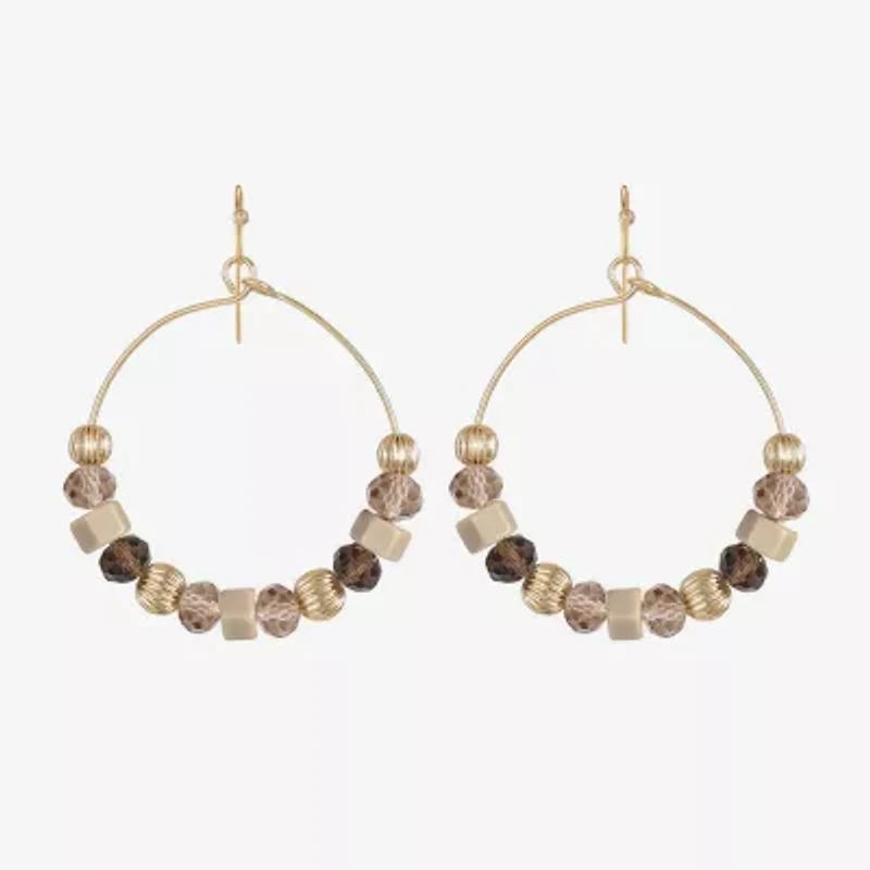 Liz Claiborne Gold Tone Womens Round Drop Earrings